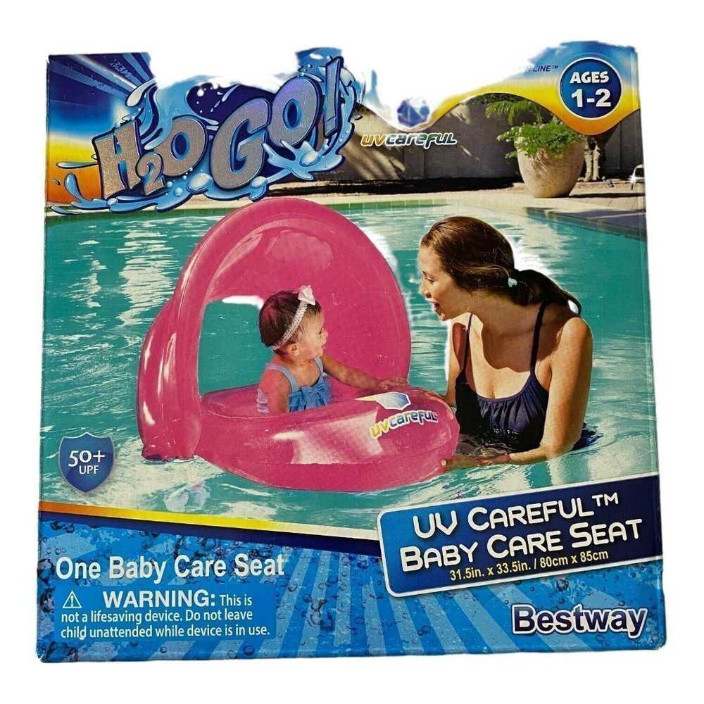 H2O Go UV Protective Baby Care Seat 50+ UPF Covered Pink New Detachable Sunshade